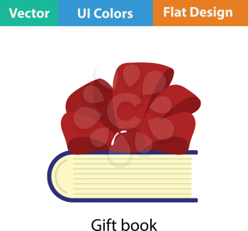 Book with ribbon bow icon. Flat color design. Vector illustration.