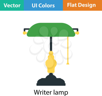 Writer's lamp icon. Flat color design. Vector illustration.