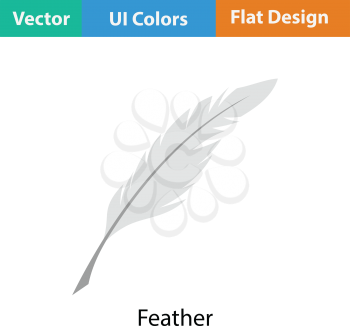 Writing feather icon. Flat color design. Vector illustration.