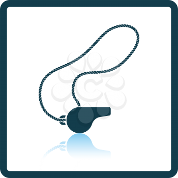 Icon of whistle on lace. Shadow reflection design. Vector illustration.