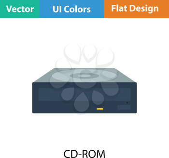 CD-ROM icon. Flat color design. Vector illustration.