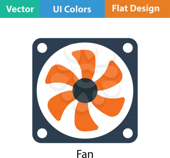 Fan icon. Flat color design. Vector illustration.