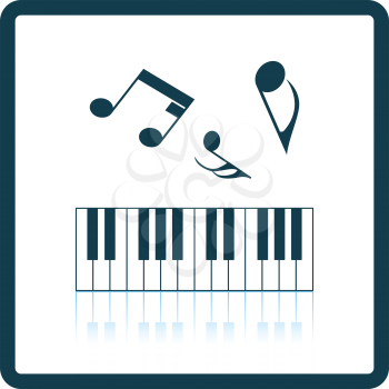 Icon of Piano keyboard. Shadow reflection design. Vector illustration.