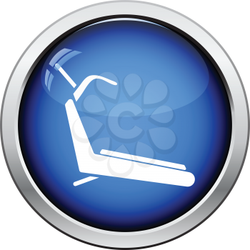 Treadmill icon. Glossy button design. Vector illustration.