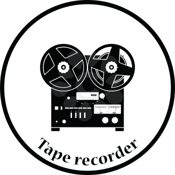 Reel tape recorder icon. Thin circle design. Vector illustration.