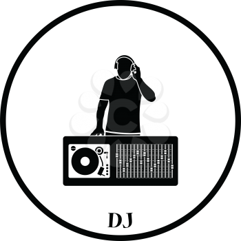 DJ icon. Thin circle design. Vector illustration.