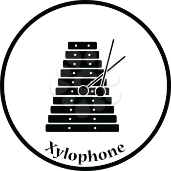 Xylophone icon. Thin circle design. Vector illustration.