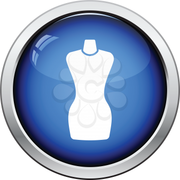 Tailor mannequin icon. Glossy button design. Vector illustration.