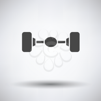 Car rear axle icon on gray background, round shadow. Vector illustration.