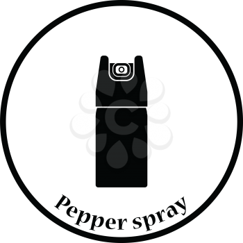 Pepper spray icon. Thin circle design. Vector illustration.