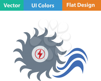 Water turbine icon. Flat color design. Vector illustration.