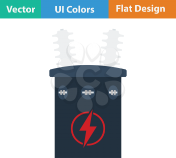 Electric transformer icon. Flat design. Vector illustration.