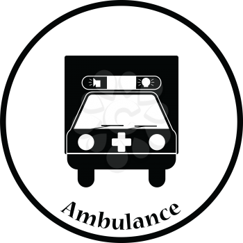 Ambulance car icon. Thin circle design. Vector illustration.