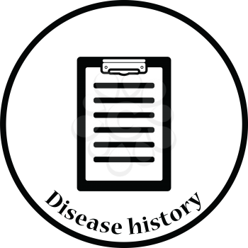 Disease history icon. Thin circle design. Vector illustration.