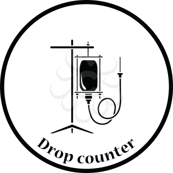 Drop counter icon. Thin circle design. Vector illustration.