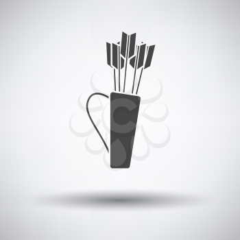 Quiver with arrows icon on gray background, round shadow. Vector illustration.