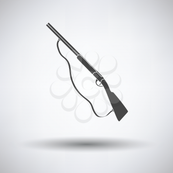 Hunt gun icon on gray background, round shadow. Vector illustration.