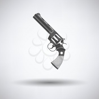 Revolver gun icon on gray background, round shadow. Vector illustration.
