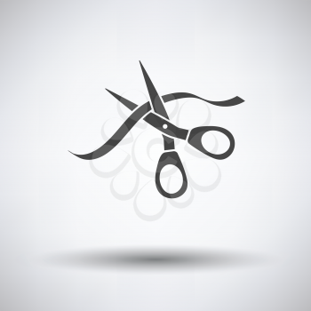 Ceremony ribbon cut icon on gray background, round shadow. Vector illustration.