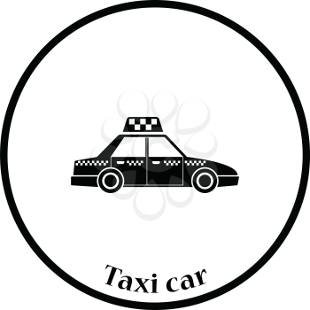 Taxi car icon. Thin circle design. Vector illustration.