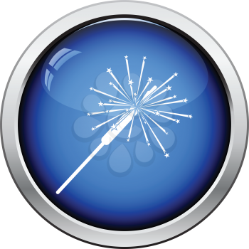 Party sparkler icon. Glossy button design. Vector illustration.