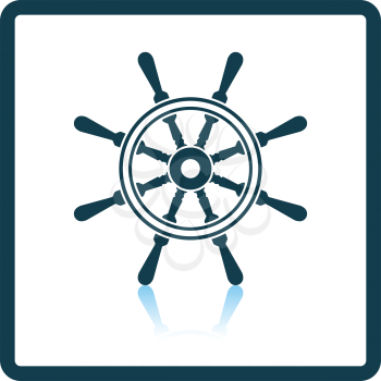 Icon of  steering wheel . Shadow reflection design. Vector illustration.