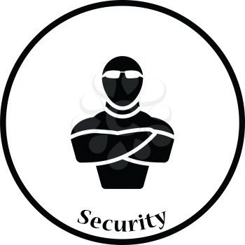 Night club security icon. Thin circle design. Vector illustration.