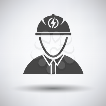 Electric engineer icon on gray background, round shadow. Vector illustration.