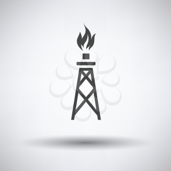 Gas tower icon on gray background, round shadow. Vector illustration.