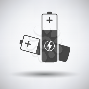 Electric battery icon on gray background, round shadow. Vector illustration.