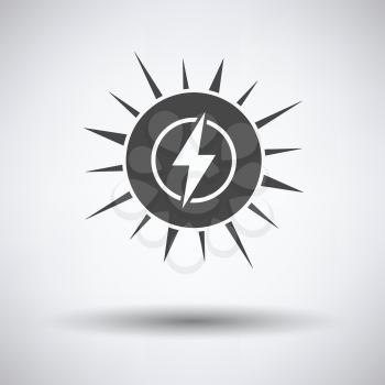Solar energy icon on gray background, round shadow. Vector illustration.