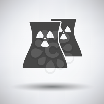 Nuclear station icon on gray background, round shadow. Vector illustration.