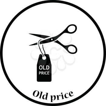 Scissors cut old price tag icon. Thin circle design. Vector illustration.