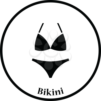 Bikini icon. Thin circle design. Vector illustration.