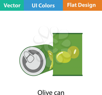 Olive can icon. Flat color design. Vector illustration.