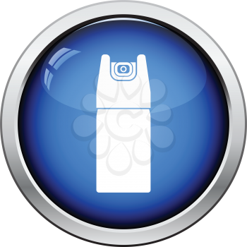 Pepper spray icon. Glossy button design. Vector illustration.