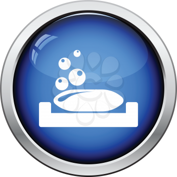 Soap-dish icon. Glossy button design. Vector illustration.