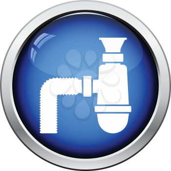Bathroom siphon icon. Glossy button design. Vector illustration.