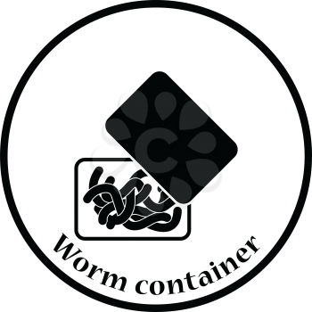 Icon of worm container. Thin circle design. Vector illustration.