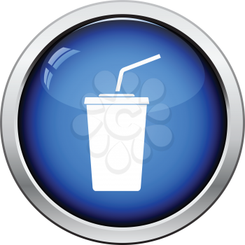 Cinema soda drink icon. Glossy button design. Vector illustration.