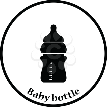 Baby bottle icon. Thin circle design. Vector illustration.