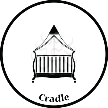 Cradle icon. Thin circle design. Vector illustration.