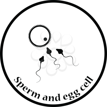 Sperm and egg cell icon. Thin circle design. Vector illustration.