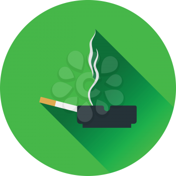 Cigarette in an ashtray icon. Flat color design. Vector illustration.