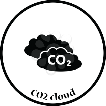 CO2 cloud icon. Thin circle design. Vector illustration.