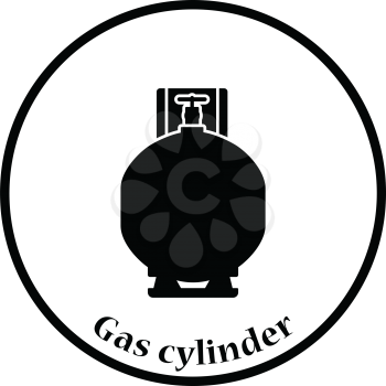 Gas cylinder icon. Thin circle design. Vector illustration.