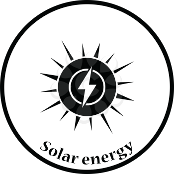 Solar energy icon. Thin circle design. Vector illustration.