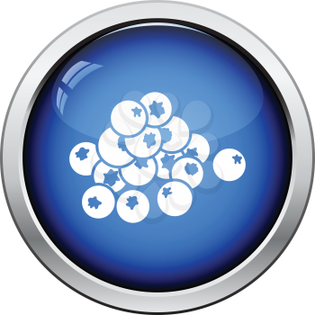 Icon of Blueberry. Glossy button design. Vector illustration.