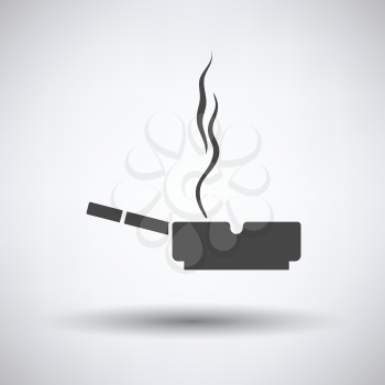 Cigarette in an ashtray icon on gray background, round shadow. Vector illustration.
