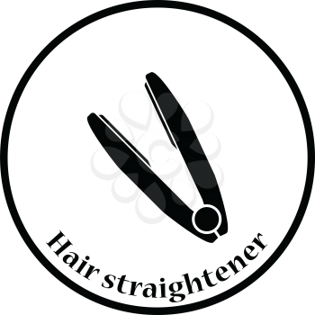 Hair straightener icon. Thin circle design. Vector illustration.